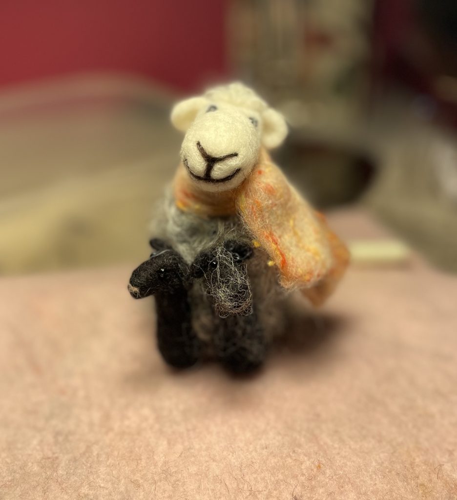 needle felted sheep with lambs, the biscuit tin handmade